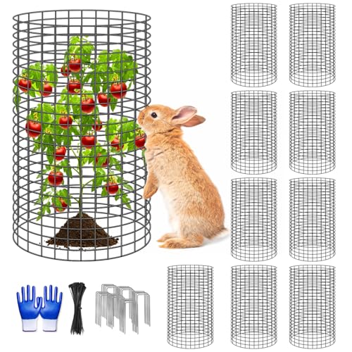 10 Pcs 11.8"x 11.8"/11.8"x 19.6" Available Chicken Wire Cloches for Plants, Plant Protector from Animal, Garden Covers Netting Iron Wire Mesh to Protect Plants Vegetables from Rabbit Squirrel Chicken - size: 11.8"D x 19.6"H