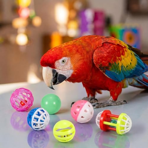 6 Pcs Foraging Ball Bird Toys, Feeder Toys, Foot Talon Toy, Chewing Training Rattle Bell Balls, Parrot Cage Toys for Parakeets, Cockatiels, Conures, Love Birds and Other Small to Medium Birds