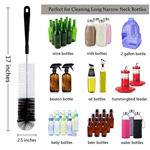 ALINK 8-Pack Bottle Cleaning Brush Set - Long Handle Black Bottle Cleaner for Washing Narrow Wine/Beer Bottles/Thermos/Flask Tumbler/Sport Well/Kettle/Lid Brush, Straw Brush - color: Black