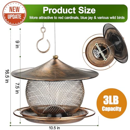 LBTING Bird Feeder, Wild Bird Feeder, Round Lantern-Shaped | Metal, For Hanging Outside Outdoors Garden Yard - style: Round Large