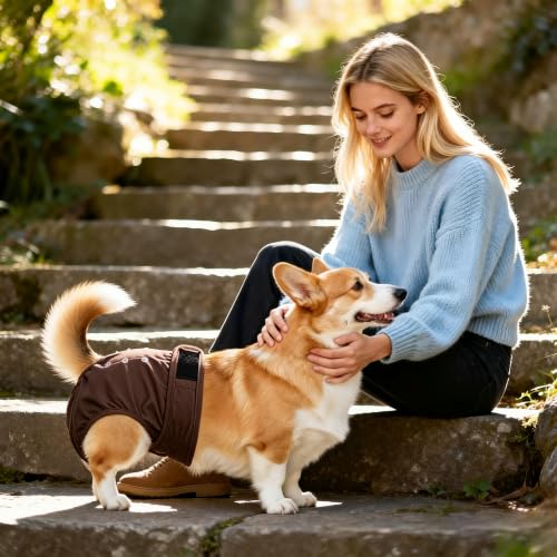 Washable Reusable Female Dog Diapers(5 Pack) Small Medium Large Doggie Puppy & Doggy Dog Diaper, Period Panties in Heat Small Gray-Brown - color: Black Gray Burgundy Brown Green, size: Small