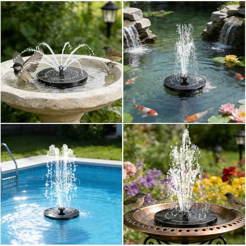 3.5W Solar Fountain with 6-in-1 Spray Nozzles & 4 Fixed Rods | 2026 Upgraded Free Standing Floating Solar Fountain, Solar Fountain for Bird Bath, Garden, Pond, Pool, Outdoor - color: 3.5w Solar Water Fountain