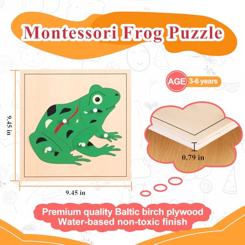 Montessori Outlet Frog Puzzle for 3-6 Years Montessori Education at School and Home - color: Frog