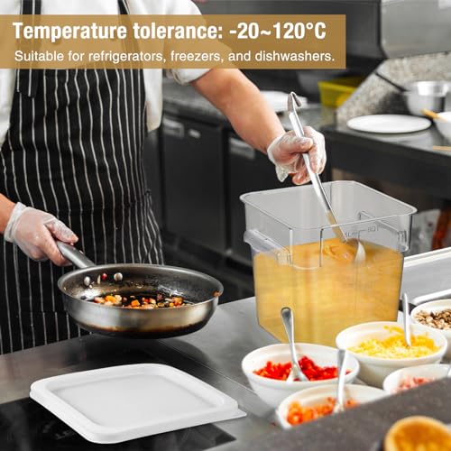 FoldTier 2 Pieces Square Food Storage Containers Polycarbonate Clear food Container with Lid Commercial Storage with Graduations for Commercial Kitchen Dough Marinating Meat(White,8 Qt) - color: White, size: 8 Qt