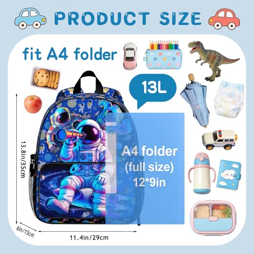 Blue Boys Backpack Kids Bookbag Astronaut Child School Bag Kindergarten Elementary Toddler Bag Gift Ideas Toddler Backpack for Boys Girls Bookbag for Kids Toddlers Casual Travel - color: Astronaut