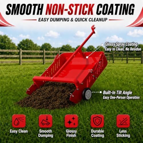 GRIND MODE 2-in-1 Horse Paddock Cleaner & Tow-Behind Trailer, Heavy Duty Manure Fork & Scoop, Efficient Yard Sweeper for Horse Manure, Drag Collector for Pasture/Yard Easy Cleanup - color: Red, size: Wire Drag