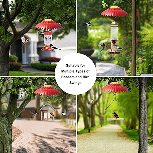 Beserie Squirrel Baffle Hummingbird Feeder Shade Cover Dome Shield Hang from Bird Feeders for Outdoors Squirrel Proof Protect Feed Red Yellow Attract Hummingbirds Moat Proof-14inch(Red) - color: Red02 14in