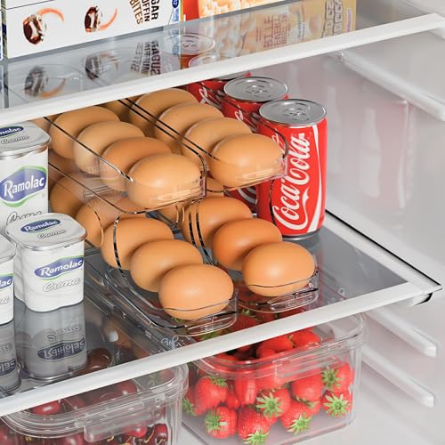 Egg Holder for Fridge, FIFO Egg Roller for Eggs 12 Count, Clear | Auto Rolling Egg Storage Organizer Container, Dispenser for Refrigerator, Space Saving - size: 1 Pack