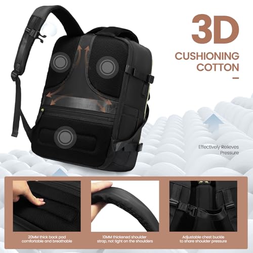 LOVEVOOK Travel Backpack for Women, 40L Carry On Backpack with 3 Packing Cubes,TSA Personal Item Travel Bag Airline Approved, Water Resistant Weekender Overnight Luggage Daypack, Fits 17 Inch Laptop - color: C-black, size: Large - 17.3 Inch - 40L - 3 Pcs