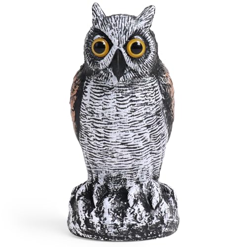 OFFO Fake Owl, Owl Statue for Garden and Yard Decoration, Weatherproof Plastic Outdoor Owl Decor for Porch Pool Patio Yard, 10-Inch Height, Short Ear Owl - color: Short Ear Owl Brown, size: 10 in