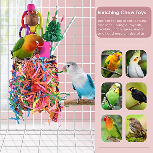 KATUMO Bird Toys, Parrot Grass Basket and Shredding Foraging for Parakeets, Cockatiels, Conures, Small and Medium Bird Cage Accessories - style: Christmas tree