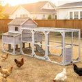 GUTINNEEN Extra Large Chicken Coop with Run 6 Nesting Boxes 4 Perches Weatherproof Outdoor Backyard Hen House with 3 Ventilated Windows and Multiple Access Doors 134" L Gray - size: 134.5"L x 59.0"W x 62.4"H
