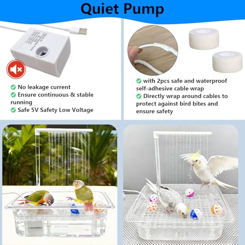 Parrot Bird Bath with Pump,Large Automatic Parrot Parakeet Shower Fountain | Bird Bathing Tub with Water Pressure Controller,Circulating Water System,Parrot Bath for Budgie Cockatiel Lovebird Conure - size: Style 2