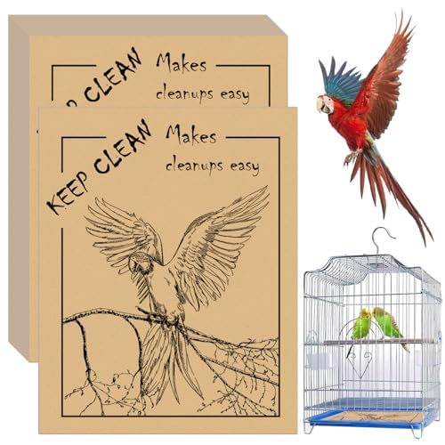 50PCS Disposable Bird Cage Liners 19.6x15.6 Inch Absorbent Precut Paper Pads for Parrots & Small Birds - Cage Bottom Protectors with Quick Cleanup Design
