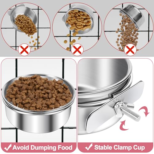 ToLanbbt 8 Pcs Stainless Steel Bird Food Bowls Bird Water Bowls with Clamp Holder, Parrot Feeding Dish Cups Parrot Cage Coop Feeders for Cockatiel Conure Budgie Parakeet Macaw Lovebird Small Animal, S - size: Small
