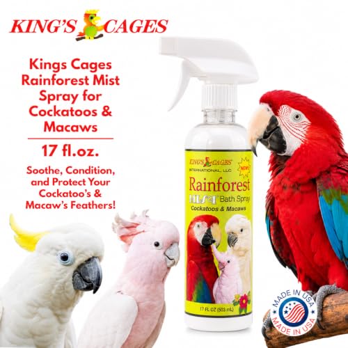 King's Cages Rainforest Mist White Spray 17oz. Feather Conditioning Bath Mist Vanilla Scent for Cockatoos and Macaws Parrots - size: Pack of 1