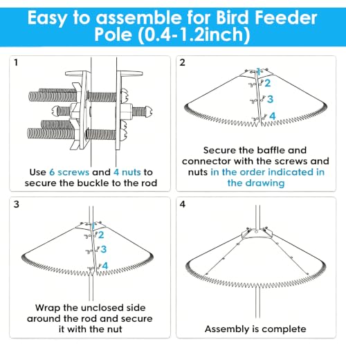 Metal Squirrel Baffle for Bird Feeder Pole – Heavy Duty Adjustable Squirrel Guard with Spikes, Fits 4x4 Post & Shepherd’s Hook, Outdoor Raccoon & Squirrel Deterrent for Tree Trunk (19 Inch)