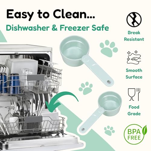 1 Cup Dog Food Scoop, Extra Long Handle Sturdy Melamine Pet Food Measuring Scoop with Clear Marking Lines, BPA-Free, Shatterproof, Dishwasher Safe (Green, 1 Cup) - color: Green, size: 1 Cup