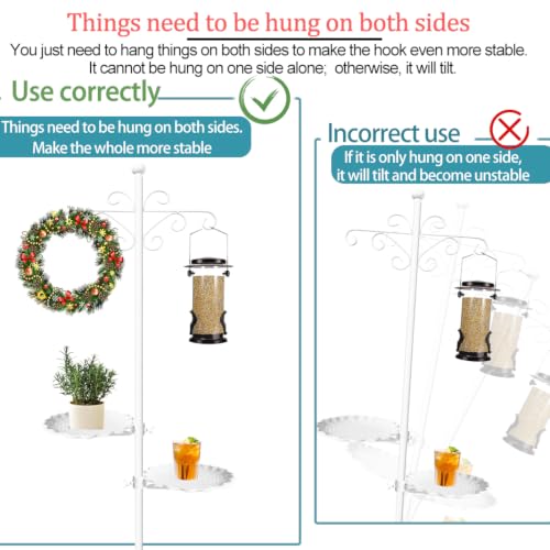74.5" Shepherd's Hook Stand，Bird Feeder，Wind Chime, Waterproof Metal & Adjustable-Height Pole Holder for Lantern ，Hanging Plants Indoor & Outdoor（2 Placement Racks - color: White