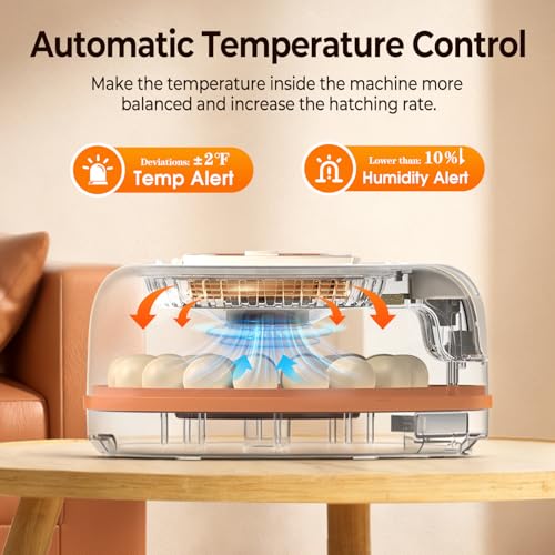 Incubators for Hatching Eggs with Smart Voice Assistant, 26 Eggs Incubator with Automatic Egg Turner and Humidity Control, LED Egg Candler, Incubation Days Display, for Chicken, Duck, Goose, Bird Eggs - size: 26 Chicken Eggs with Voice Assistant