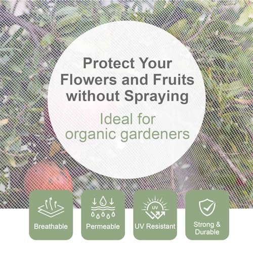 Fruit Tree Netting Cover with Zipper & Drawstring, 2 Packs 4ft x 4ft Insect Bird Barrier Netting for Garden Protection, Ultra Fine Mesh Garden Netting - size: 4 x 4 ft(2 Packs)