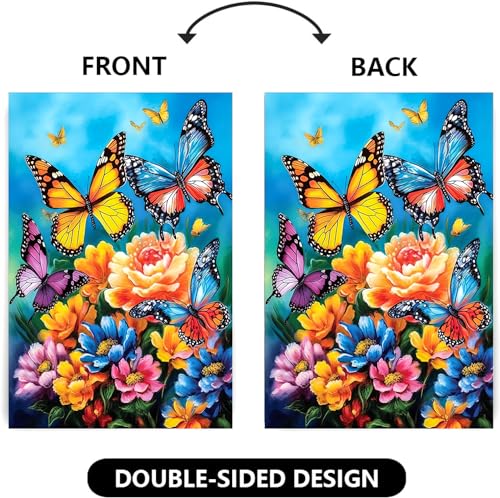 Spring Summer House Flags 28x40 Double Sided Large Butterfly Garden Flag Flower Yard Flags for Outside Butterflies Outdoor Decorative Floral Welcome Flags - color: butterfly