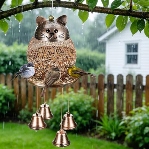 LBTING Wild Bird Feeder, Wind Chimes, Cute Cat-Shaped Style | Metal, Decoration, For Hanging Outdoor Garden Yard - style: Cat-Shaped Wind Chimes