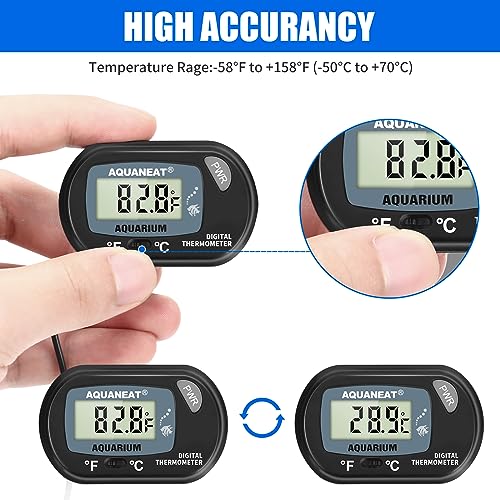 AQUANEAT Aquarium Thermometer, Fish Tank Thermometer, Digital Temperature Test, with Large LCD Display (1 Pack) - size: 1 Pack