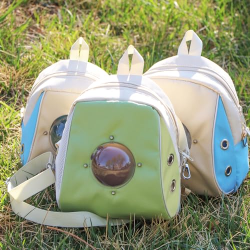 Hamster Carrier, Suitable for Sugar Gliders, Rats, Parrots and Other Small Pets, Breathable Bird Backpack with Transparent Spacecraft (Green) - color: Green