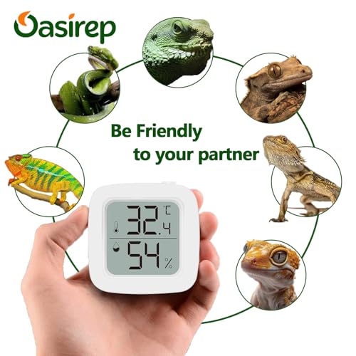 Reptile Thermometer and Hygrometer – Fast Accurate LCD Digital Temp & Humidity Meter for Bearded Dragon Tank Accessories, Lizard, Snake, Turtle, Amphibians, Small Animal Habitat - size: KD30M-White