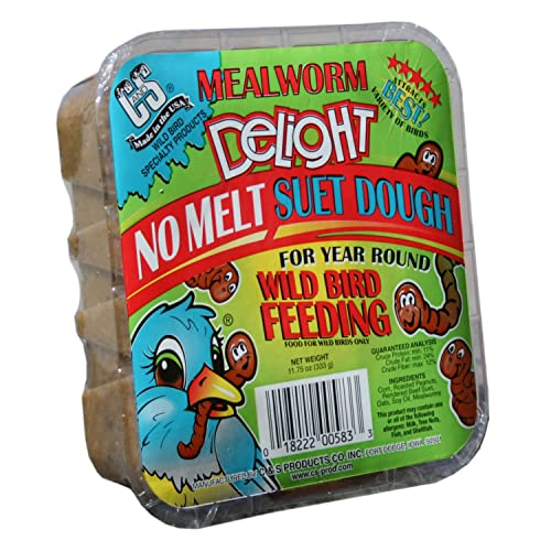C&S Mealworm Delight, No Melt Suet Dough, 11.75 Ounce (Pack of 12) - style: Mealworm 12-Pack