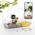 Window Bird Feeder with Strong Suction Cups and Smart Bird Camera | 2K Clear Vision, AI Bird Recognition Tech, Real-Time Alerts, Easy to Use, Detachable Tray, 2.4G Connectivity USB Powered - color: White