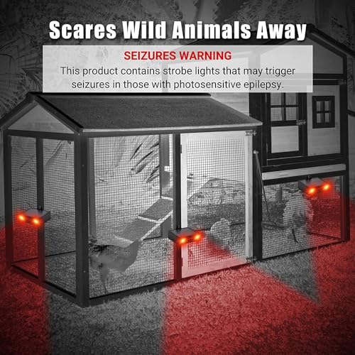 Solar Predator Control Light Nocturnal Animal Repeller Deer Repellent Device Coyote Deterrent Keep Wild Nighttime Animals Away from House Yard Farm Chicken Coop with Dual Red Strobe Lights Pack of 4