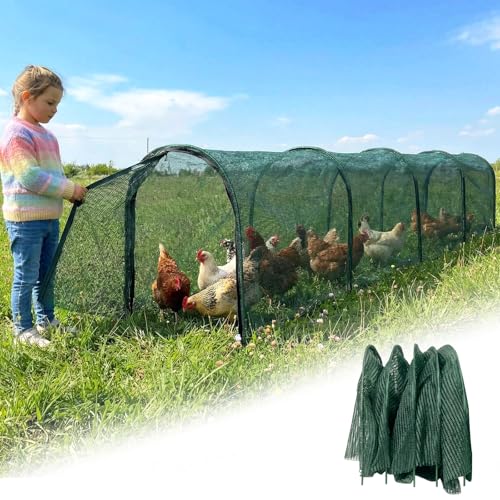 Chicken Runs for Yard,79" & 157" Extra Long Foldable Chicken Tunnels for Outside,All-in-One Kit with Sun Protection Net, Removable Door, Frame & Tools (Green, 157 * 21 * 32 inches) - size: 157*21*32 inches
