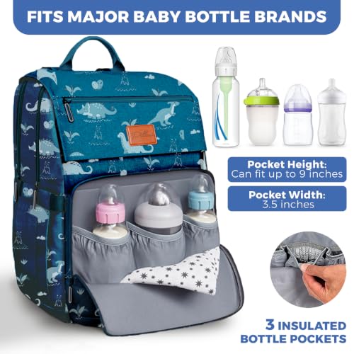 Baby Diaper Bag Backpack - Large Waterproof Travel Diaper Bag for Boys & Girls, 16 Organizer Pockets with Changing Pad, Insulated Bottle Pockets & Stroller Straps, Baby Shower Gifts, Dinosaur - color: F. Dino, style: Classic