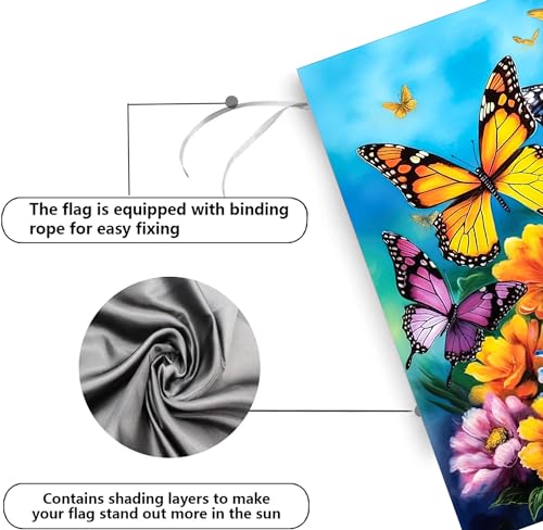 Spring Summer House Flags 28x40 Double Sided Large Butterfly Garden Flag Flower Yard Flags for Outside Butterflies Outdoor Decorative Floral Welcome Flags - color: butterfly