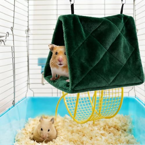 Bird Nest Snuggle Hut Soft Plush Hammock Hanging Cage Tent for Birds Parrot Winter Warm Bed Pet Toy for Hamster Parrot Macaw Budgies Eclectus Parakeet Cockatiels Cockatoo Lovebird (Green) - color: Green