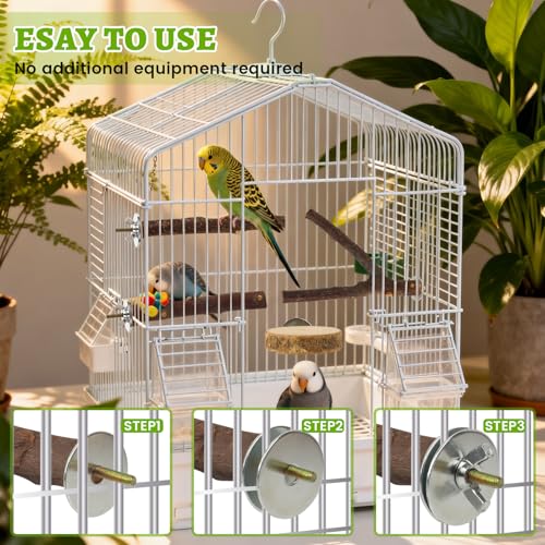 8 Pack Bird Perch, Natural Apple Wood Platforms, Hardwood Branches Cage Accessories for Parakeets, Cockatiels, Lovebirds and Other Small Birds
