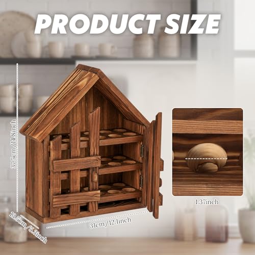 Wooden House Egg Holder Countertop,36 Hole,with Door,Brown | 3 Tier, Pull out Fresh Egg Storage, Eggs Racks Basket, Counter Egg Organizer, Farmhouse Kitchen Deocrations Gift - color: Brown, size: 36 Hole, style: with Door