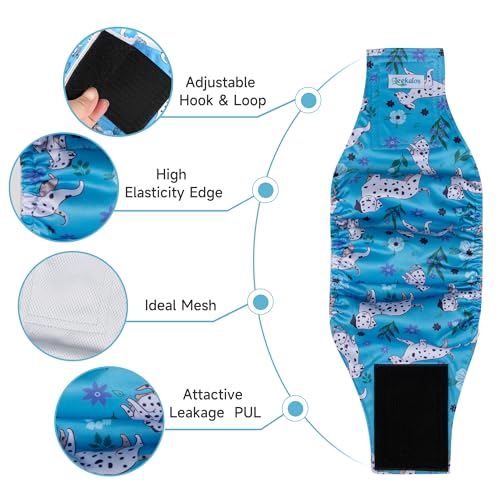 Leekalos Male Dog Diapers, Dog Belly Bands for Male Dogs | Wraps Washable Doggie Diapers High Absorbing Dog Belly Bands - color: Dalmatian-Print, size: Small(11"-14")