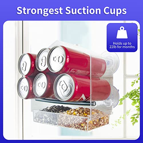 Window Bird Feeder with 4 Extra-Strong Suction Cups-Clear Acrylic | Large Movable Seed Trays Outdoor Bird Feeder , House-Shaped, Easy to Refill and Clean for Cardinals, Bluebirds & Chickadees