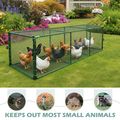 Heavy Duty Chicken Tunnel - 6-Section Portable Chicken Run with PVC Coated Wire Mesh & Steel Frame, Outdoor DIY Chicken Tunnel for Yard, Predator-Proof (1, 73 * 24 * 24 inches) - size: 73*24*24 inches