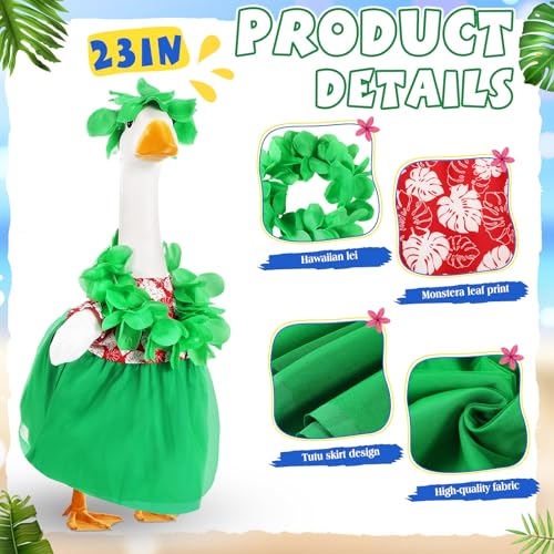 Bikini Porch Goose Outfits with Sunglasses and Swimming Tube for 23" Summer Goose Costume Garden Patio Statue Decor(Hawaii Girl) - style: Hawaii Girl