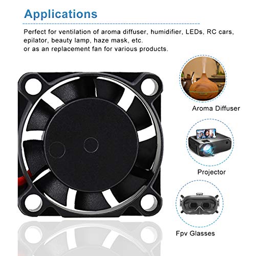 GDSTIME 25mm 5V Fan 25x25x7mm 2-Pin Mini Brushless DC Cooling Fans 2-Pack | for Raspberry Pi, Tight Space, DIY Projects - 10000 RPM, PH2.0-2Pin, 2507