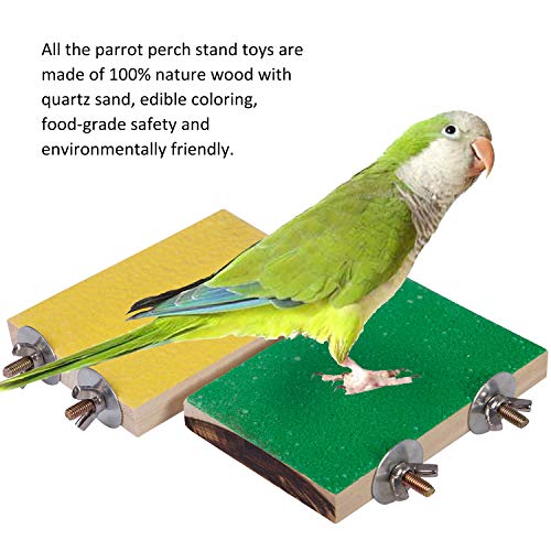 4 PCS Bird Perch Stand Toy, Wood Parrot Perch Stand Platform Paw Grinding Stick, Cage Accessories Exercise Toys Budgies Parakeet Cockatiel Conure Hamster Gerbil Rat Mouse