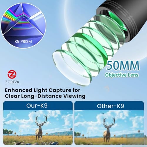 10x50 Magnification Professional High-Power Binoculars for Adults – HD Vision with 50mm Objective Lens, K9 Prism, Durable Design for Bird Watching, Hunting, Stargazing, Sports & Outdoor