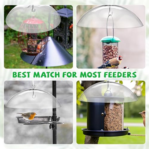 4 Pcs 10.2 Inch Plastic Bird Feeders Dome Cover for Hanging Hummingbird Feeder Weather Guard Protective Dome Squirrel Baffle for Bird Feeder Pole Covers(Clear) - color: Clear