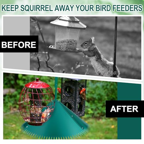 Qualirey 2 Pcs Squirrel Baffle for Bird Feeder, Green Plastic Guard Stopper Keep Squirrels Off Bird Feeder Pole for Outdoor Shepherd's Hook House (Green, 16 Inch)