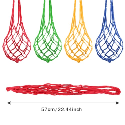 4pcs Chicken Vegetable Hanging Feeder Polyester Chicken Vegetable String Bag with Metal Hooks in Coop Veggies Holder Feeding for Poultry, Hens, Duck(4 Colors)