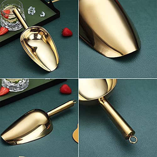 Gold Ice Scoop, Fashion Ice Cream Scoop, Premium Stainless Steel Cookie Scoop, Dog Food Scoop, Sturdy Flour Scoop, Utility Candy Scoop, Dishwasher Safe (8oz/9 Inch) - color: 3. Gold